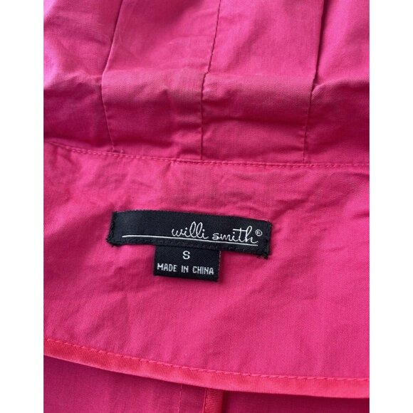 Willi Smith Pink Ruffle Trench Coat Small Belted Zip Front Cotton Jacket - Picture 6 of 13